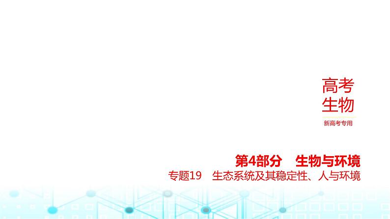 新高考生物总复习专题19生态系统及其稳定性、人与环境教学课件01