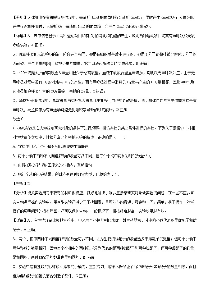 [生物][期末]湖南省娄底市涟源市2023-2024学年高一下学期期末试题(解析版)03