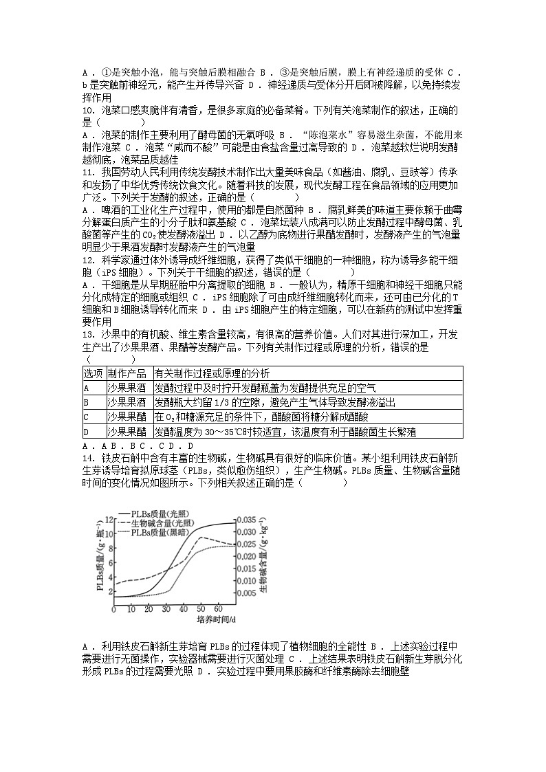 [生物][期中]广西壮族自治区贵港市2023-2024学年高二下学期期中生物试题02