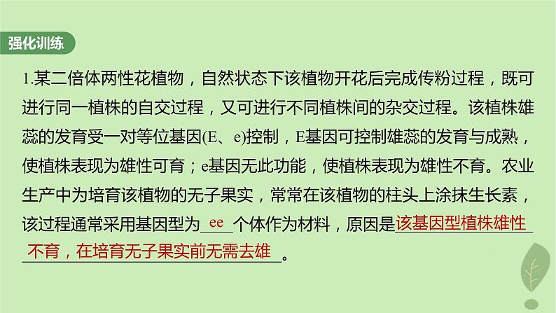 2024届高考生物一轮复习第五单元基因的传递规律长句表达三遗传实验中相关推理分析课件（苏教版）05