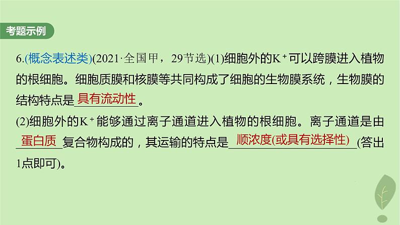 2024届高考生物一轮复习第二单元细胞的结构和生命活动长句表达一与细胞有关的概念特点和作用的描述课件（苏教版）第5页