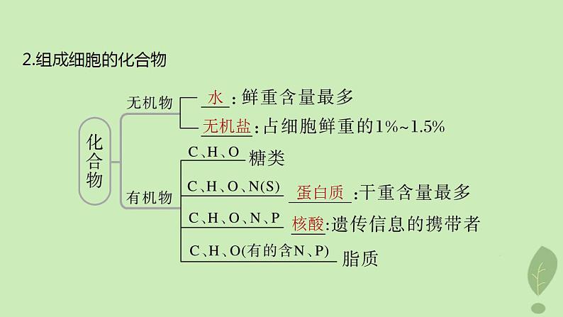 2024届高考生物一轮复习第一单元细胞的分子组成第1课时细胞中的无机物糖类和脂质课件（苏教版）06