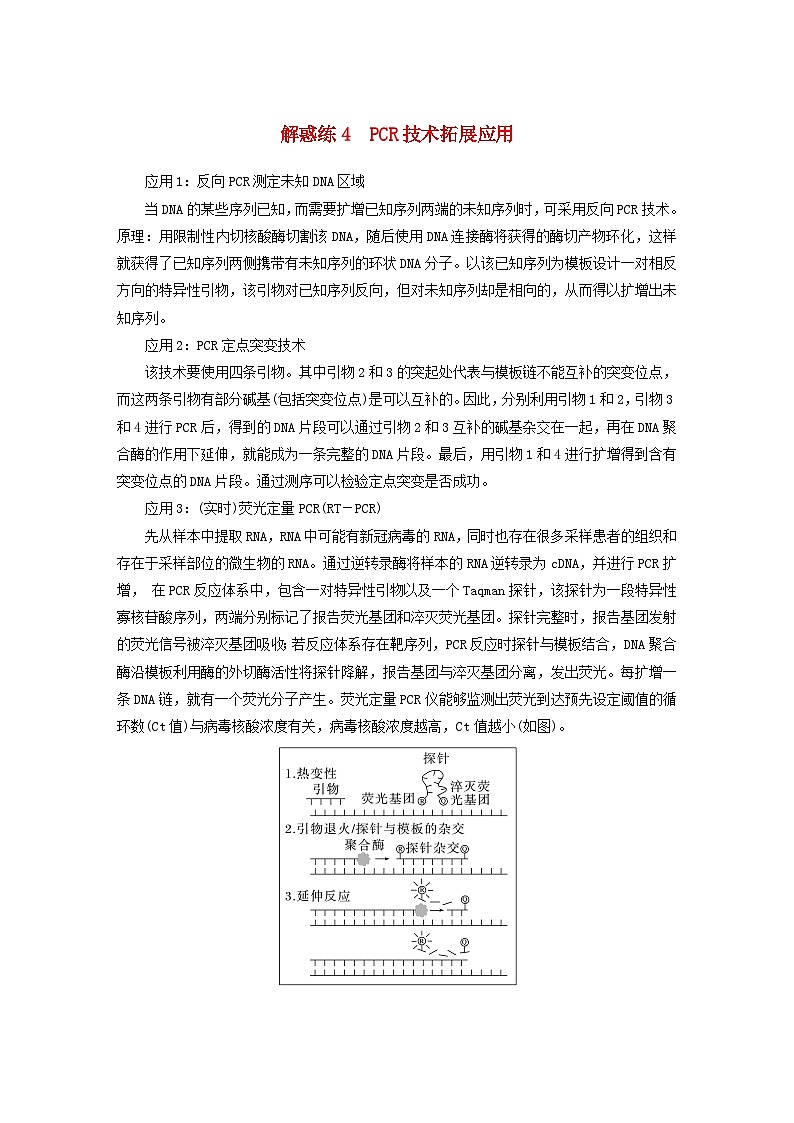 2024届高考生物一轮复习教案第十单元生物技术与工程解惑练4PCR技术拓展应用（苏教版）01