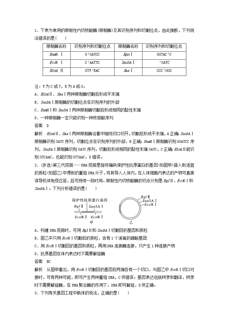 2024届高考生物一轮复习教案第十单元生物技术与工程第6课时基因工程的基本工具和基本操作程序（苏教版）03