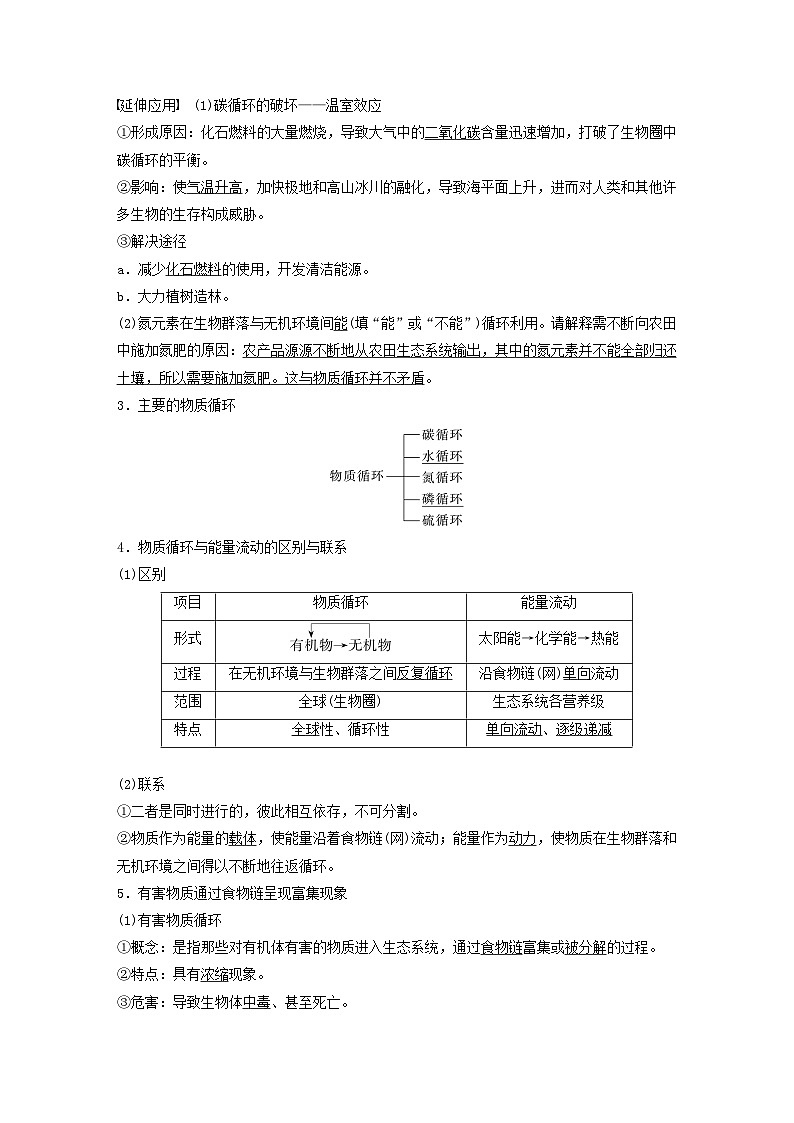 2024届高考生物一轮复习教案第九单元生物与环境第8课时生态系统的物质循环和信息传递（苏教版）第2页