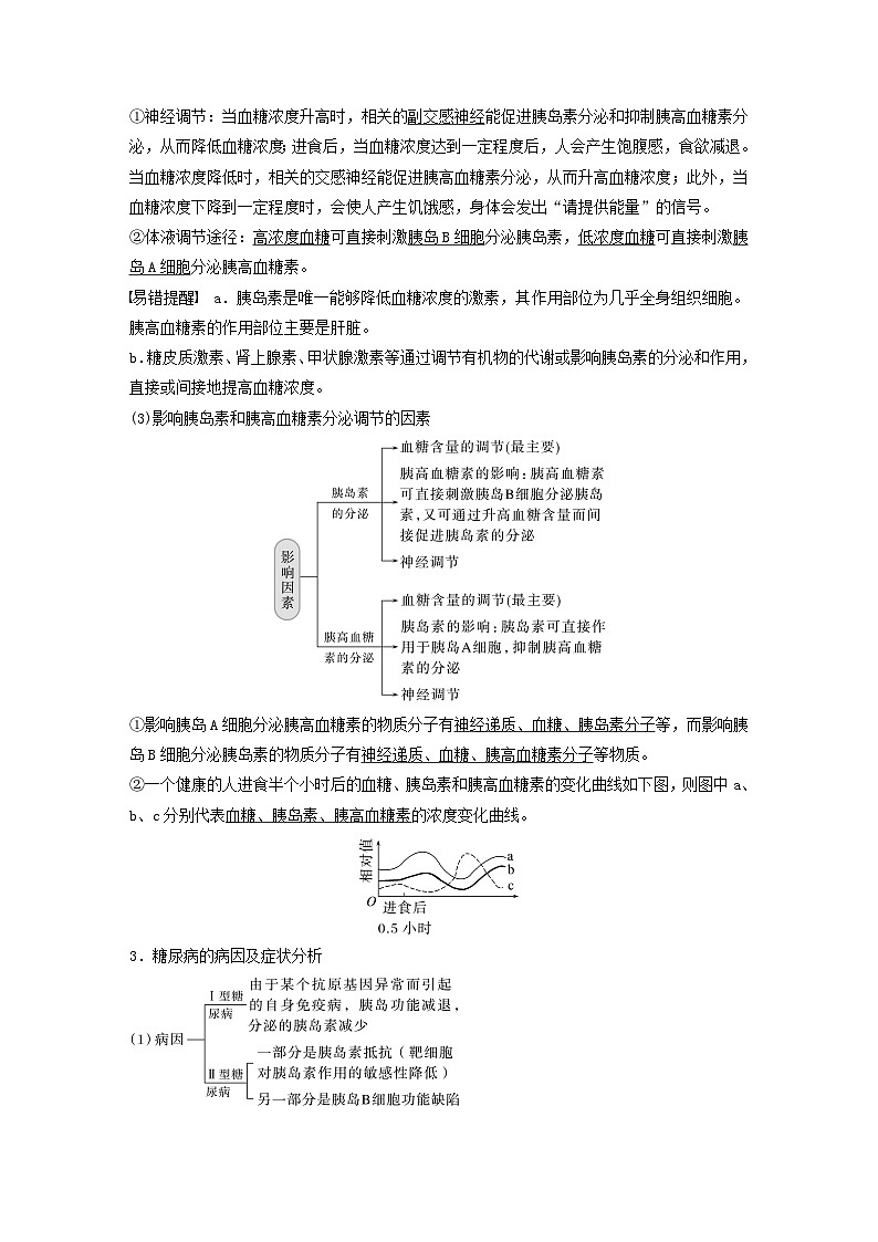 2024届高考生物一轮复习教案第八单元生命活动的调节第5课时血糖平衡水盐平衡和体温稳定的调节（苏教版）第2页