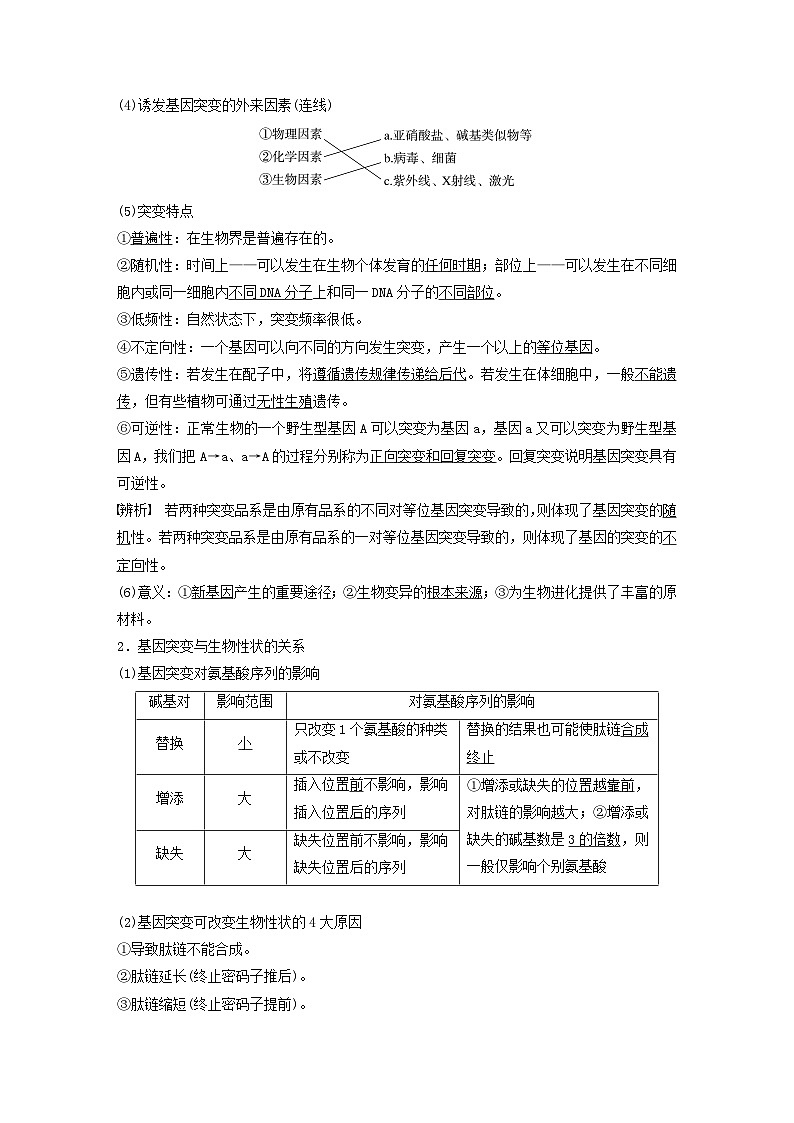 2024届高考生物一轮复习教案第七单元生物的变异和进化第2课时基因突变和基因重组（苏教版）第2页