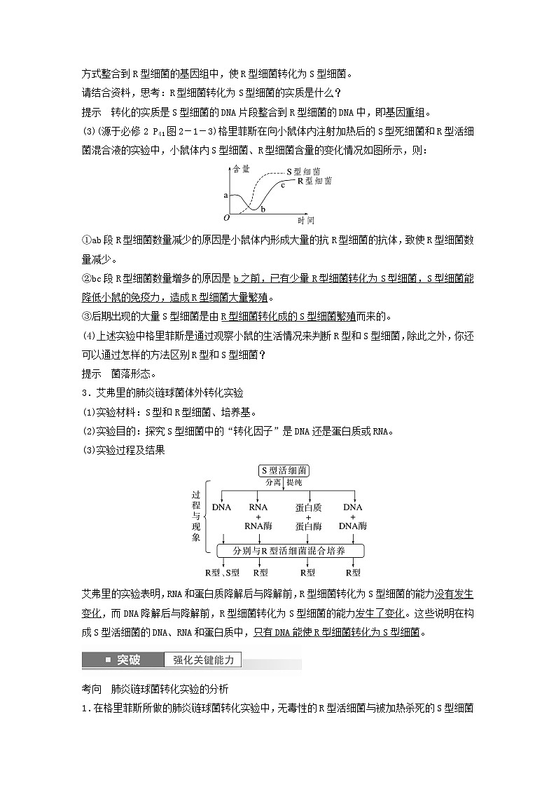 2024届高考生物一轮复习教案第六单元遗传的分子基础第1课时DNA是主要的遗传物质（苏教版）第2页