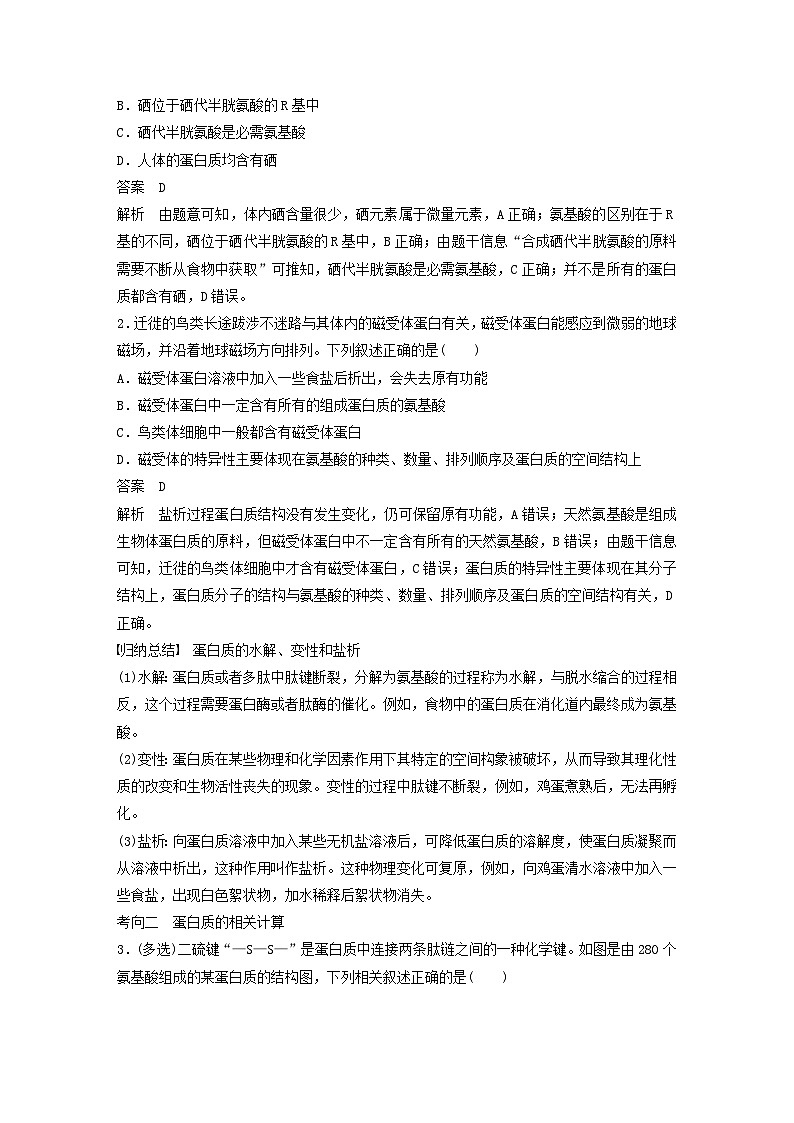 2024届高考生物一轮复习教案第一单元细胞的分子组成第2课时蛋白质是生命活动的主要承担者（苏教版）03