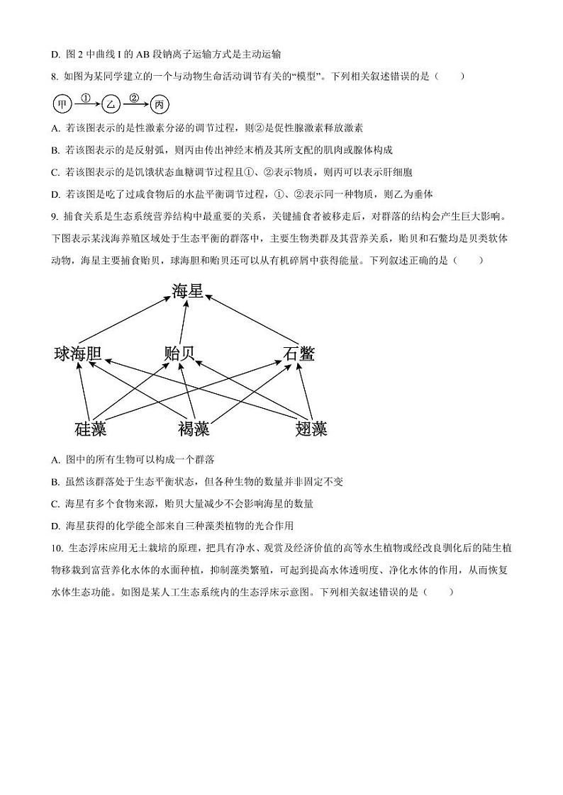 湖南名校联考联合体2025届新高三入学摸底考试生物试题03