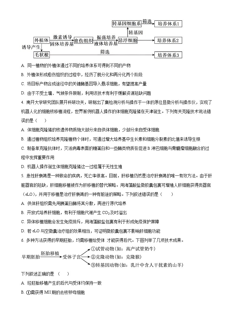 2024天津河东区高二下学期7月期末考试生物含解析02