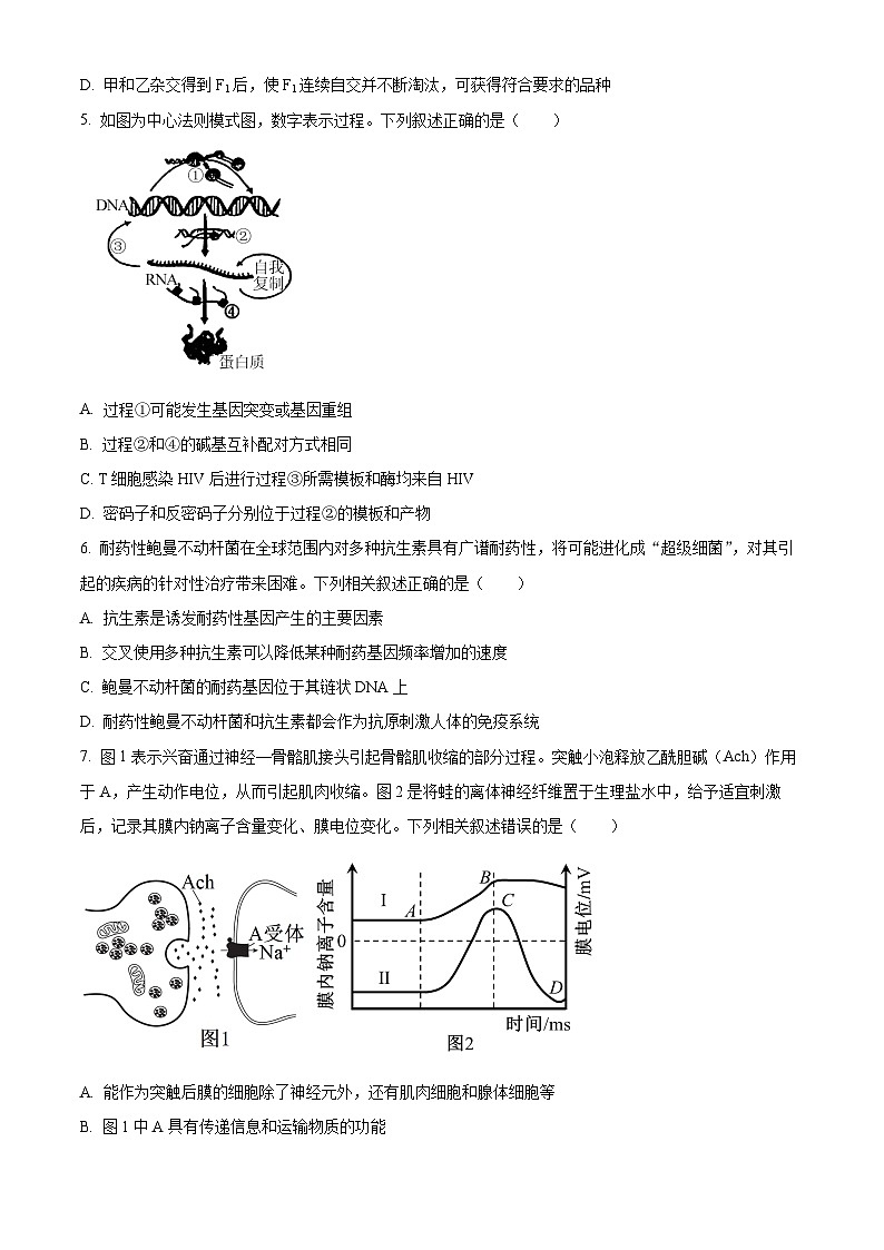 湖南名校联考联合体2025届新高三入学摸底考试生物试题（原卷版）第2页