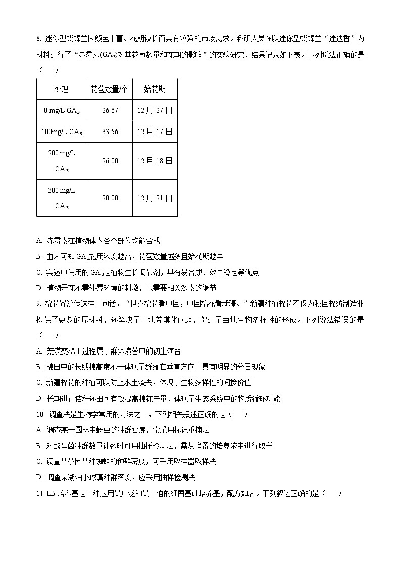 广东省清远市2023-2024学年高二下学期7月期末考试生物试卷（Word版附解析）03