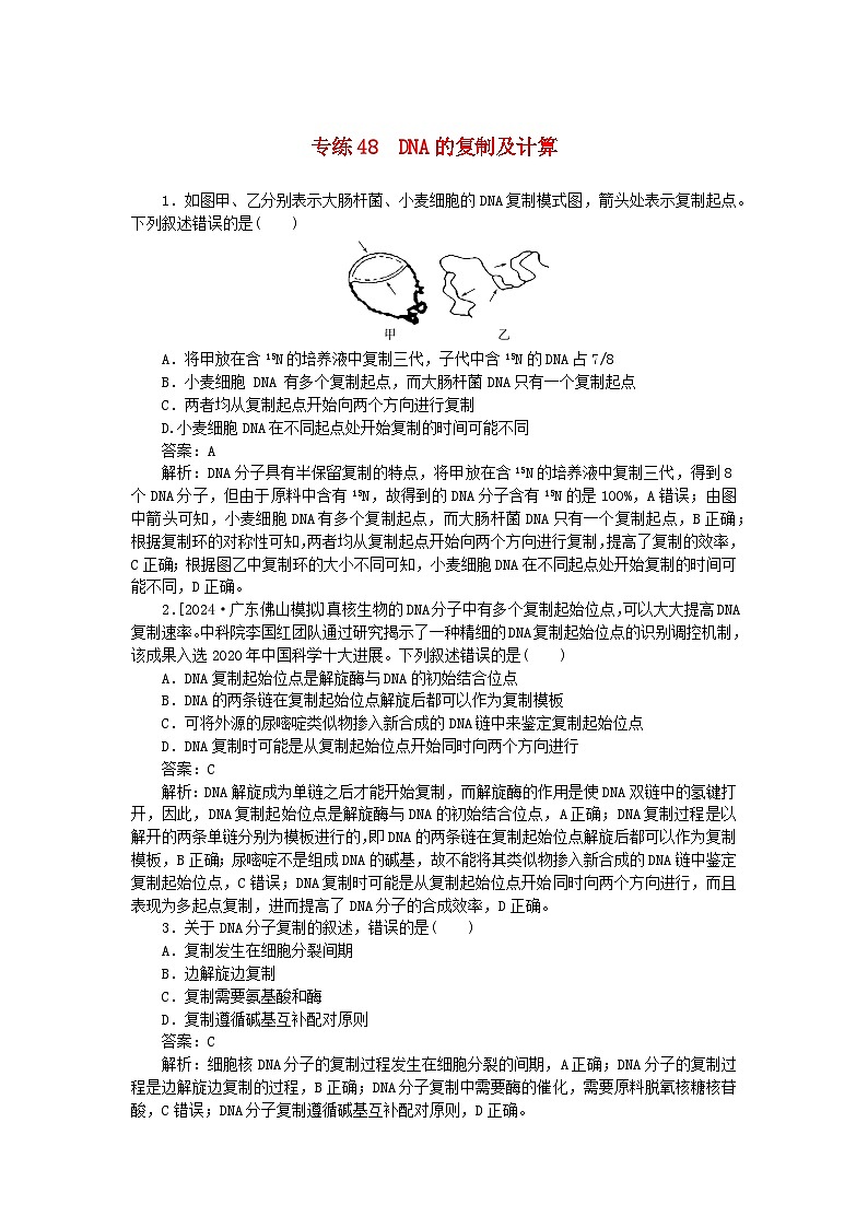 2025版高考生物一轮复习微专题小练习专练48DNA的复制及计算01