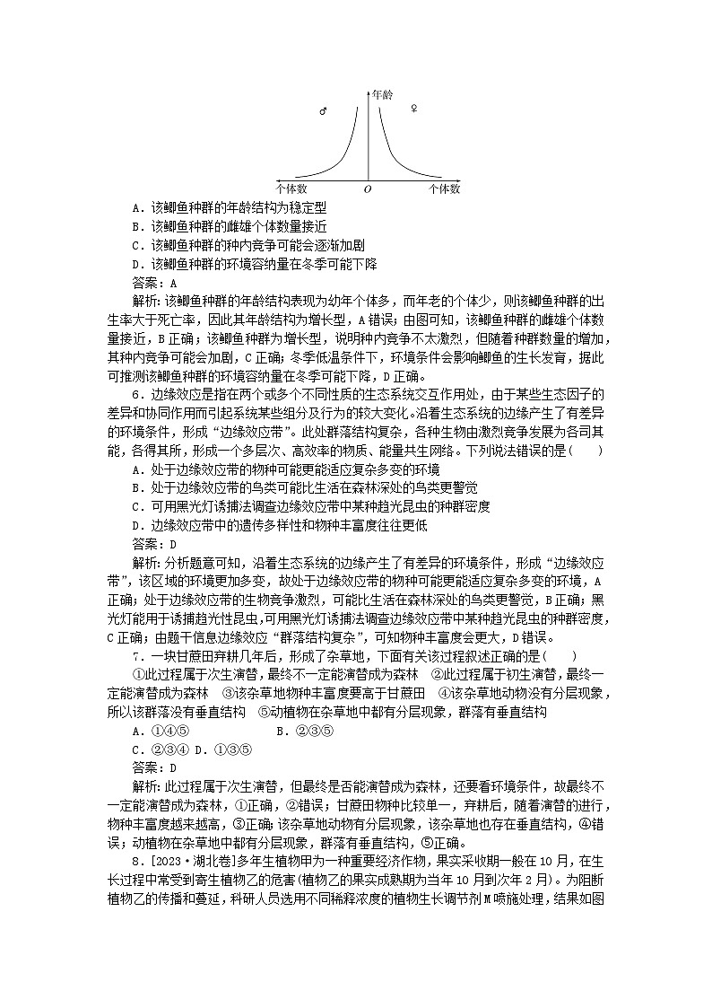 2025版高考生物一轮复习微专题小练习专练90种群及其动态和群落及其演替综合练03