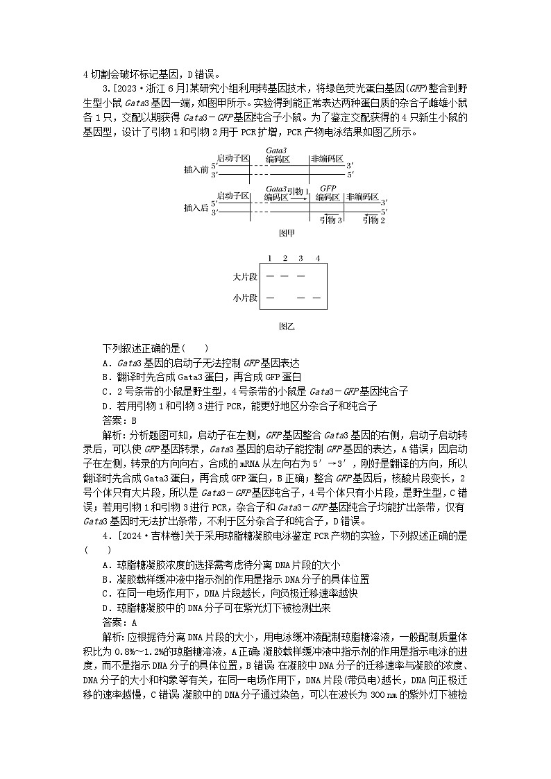 2025版高考生物一轮复习微专题小练习专练103基因工程第2页