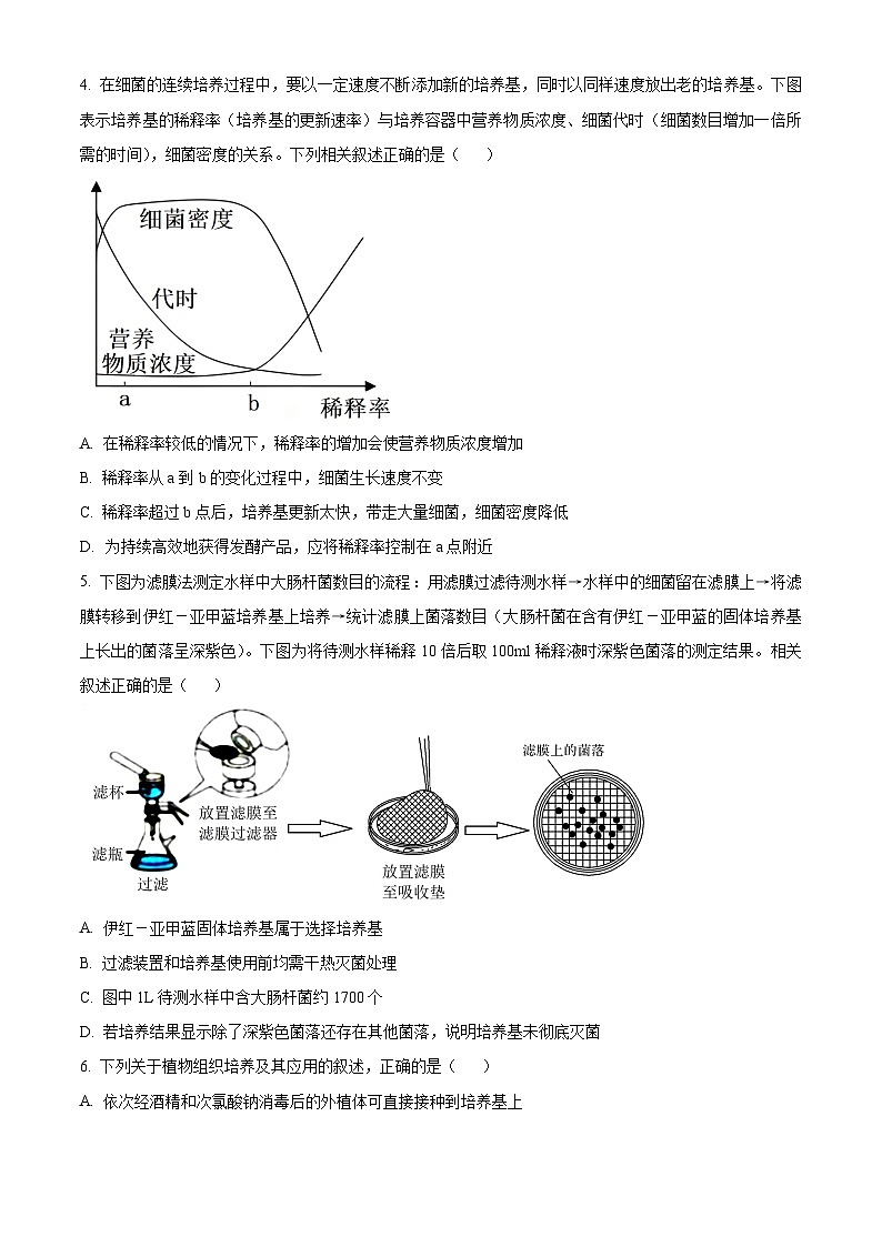 2024武汉重点中学5G联合体高二下学期期末联考生物试卷含解析02