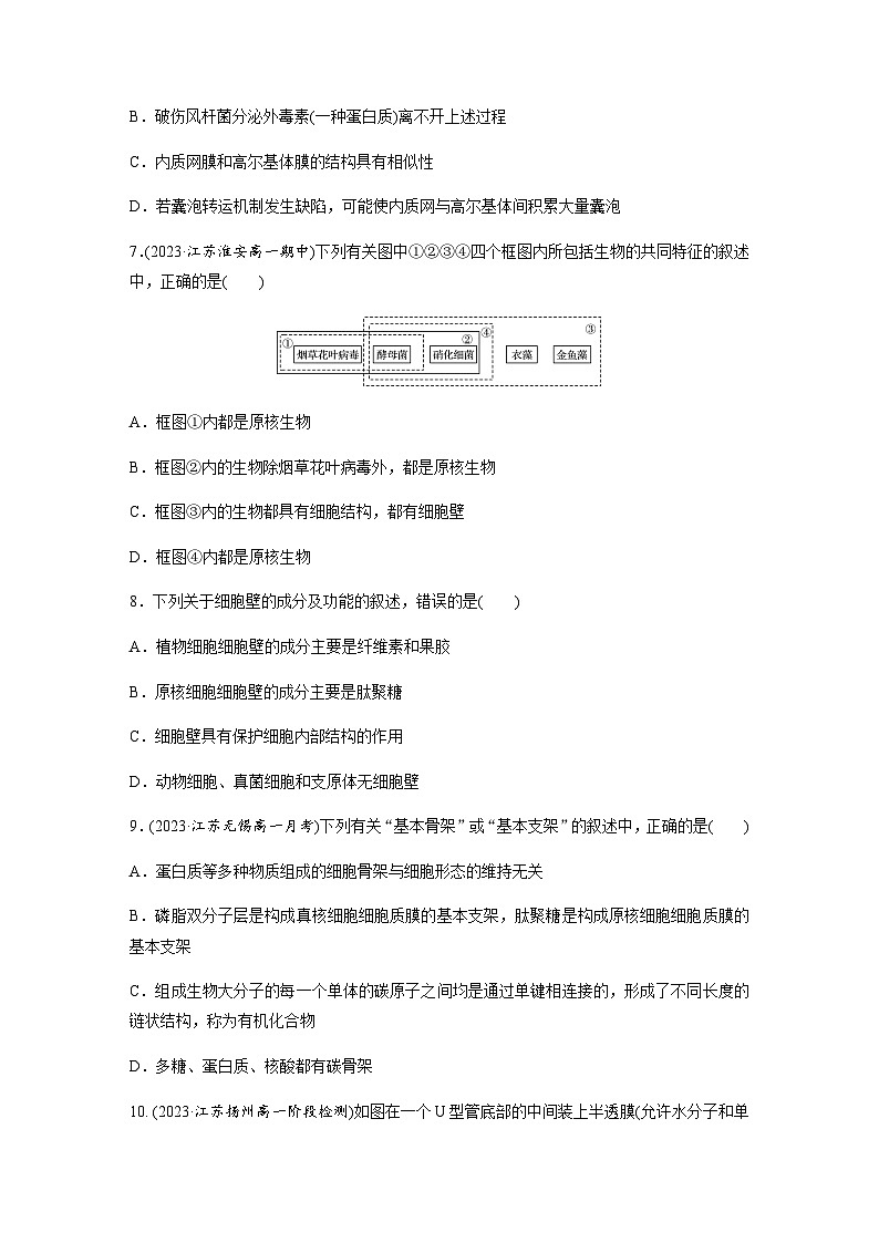 第2章　细胞的结构和生命活动   章末检测试卷(二) （含答案）高中生物必修1（苏教版2019）第3页