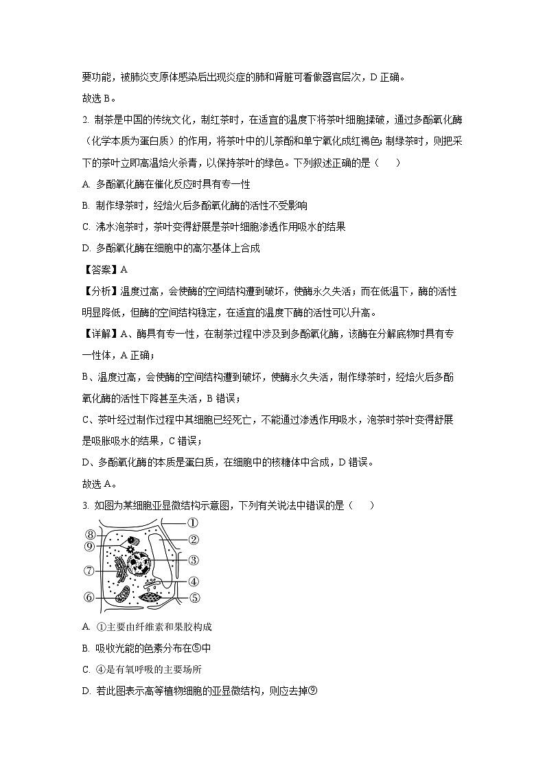 [生物][期末]海南省海口市美兰区海口市教育局2023-2024学年高一下学期期末考试(解析版)02