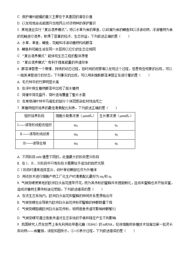 广东省江门市2023-2024学年高二下学期7月期末考试 生物试题 Word版含答案02