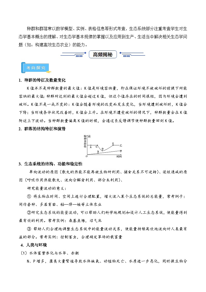 高频考点10 生物与环境（4大考向+7大题型）-【考点解密】最新高考生物二轮复习考点解密与预测（浙江专用）02