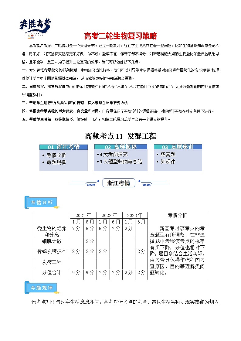 高频考点解密11 发酵工程（解析版）第1页