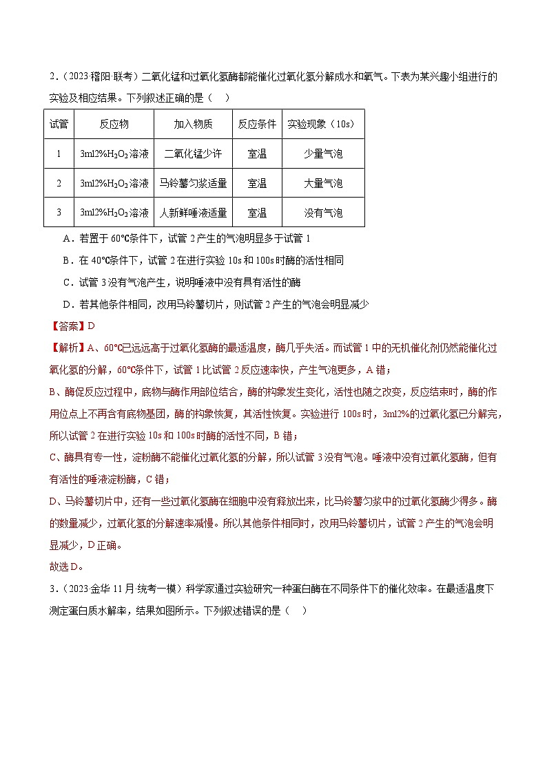 专题02 细胞的能量利用与供应（分层练）（解析版）第2页