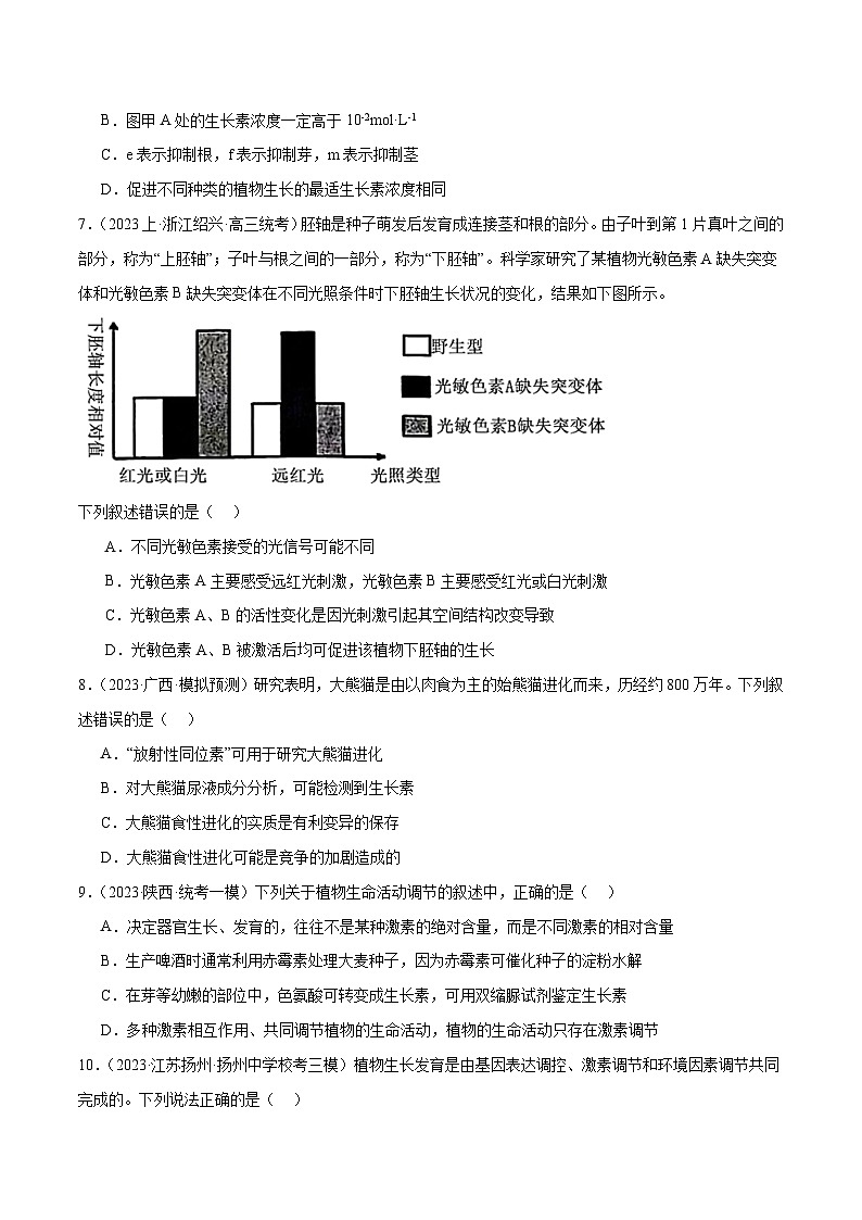 专题08 植物生命活动的调节（分层练）（原卷版）第3页