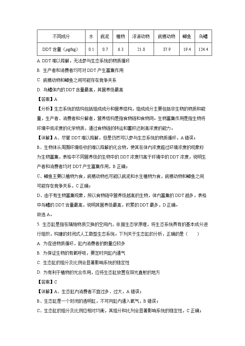 [生物][期末]四川省达州市2023-2024学年高二下学期7月期末监测试题(解析版)03