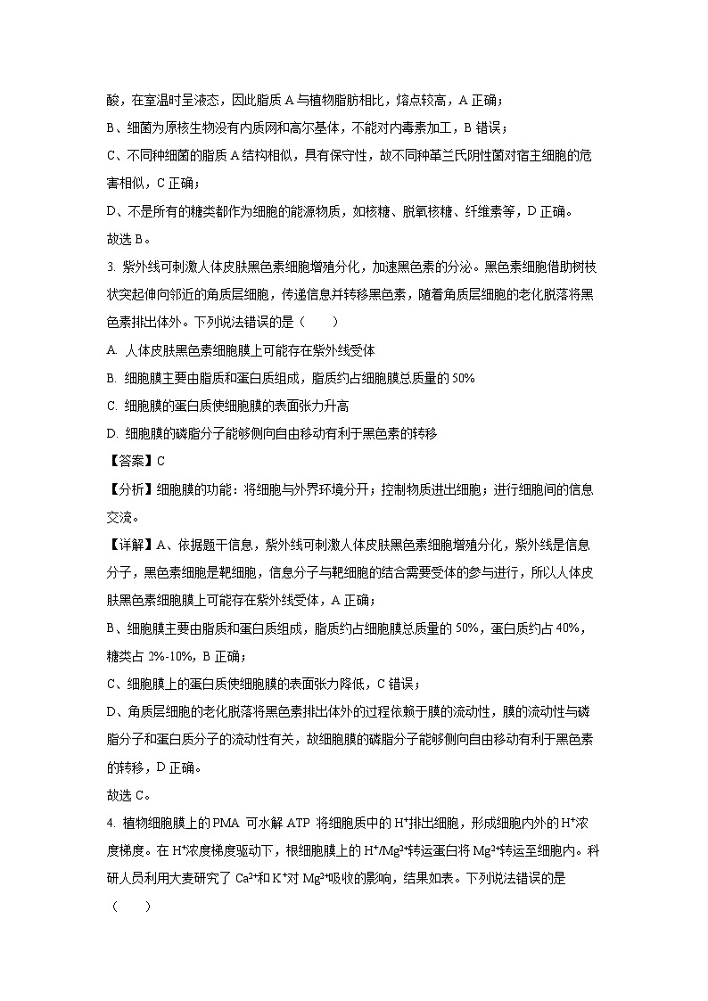 [生物][期末]山东省淄博市2023-2024学年高二下学期期末试题(解析版)02