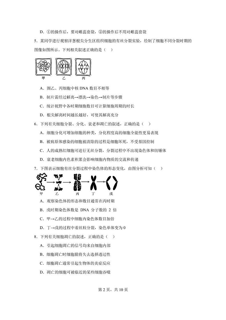 福建省宁德市福鼎第四中学2023-2024学年高一下学期第一次月考生物试题02