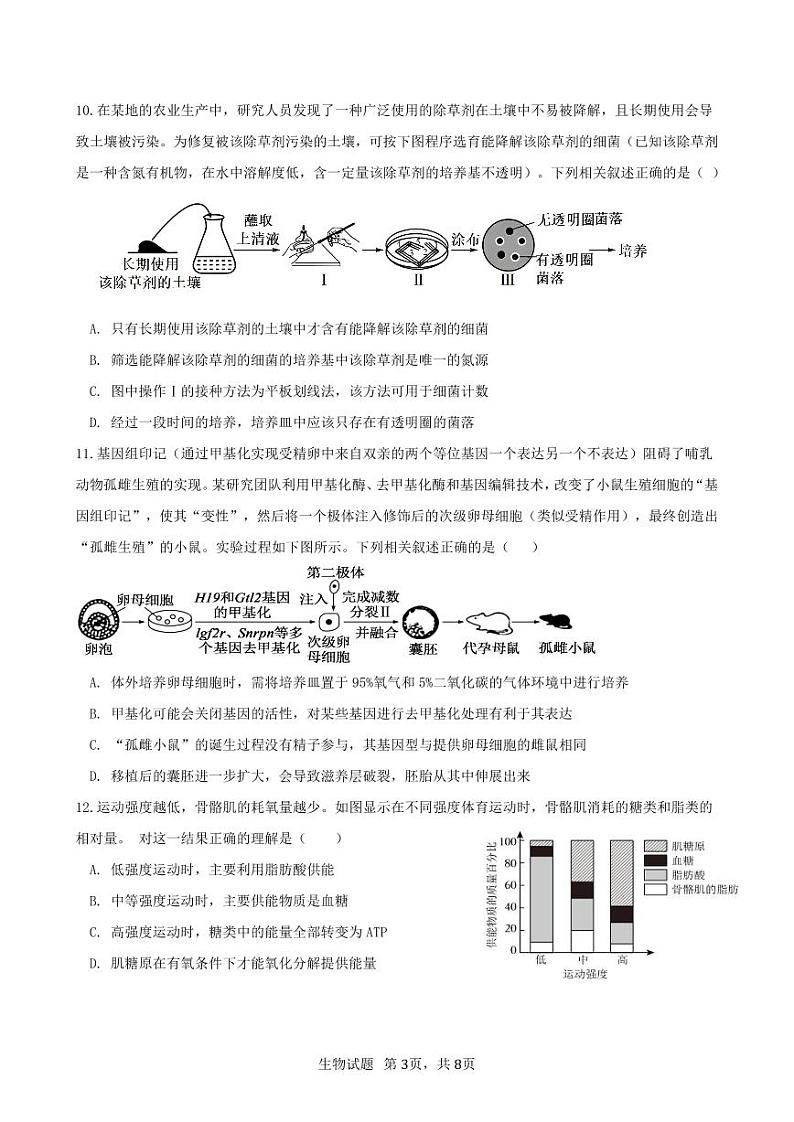 福建省泉州晋江市五校2023-2024学年高二下学期期末联考生物试题03