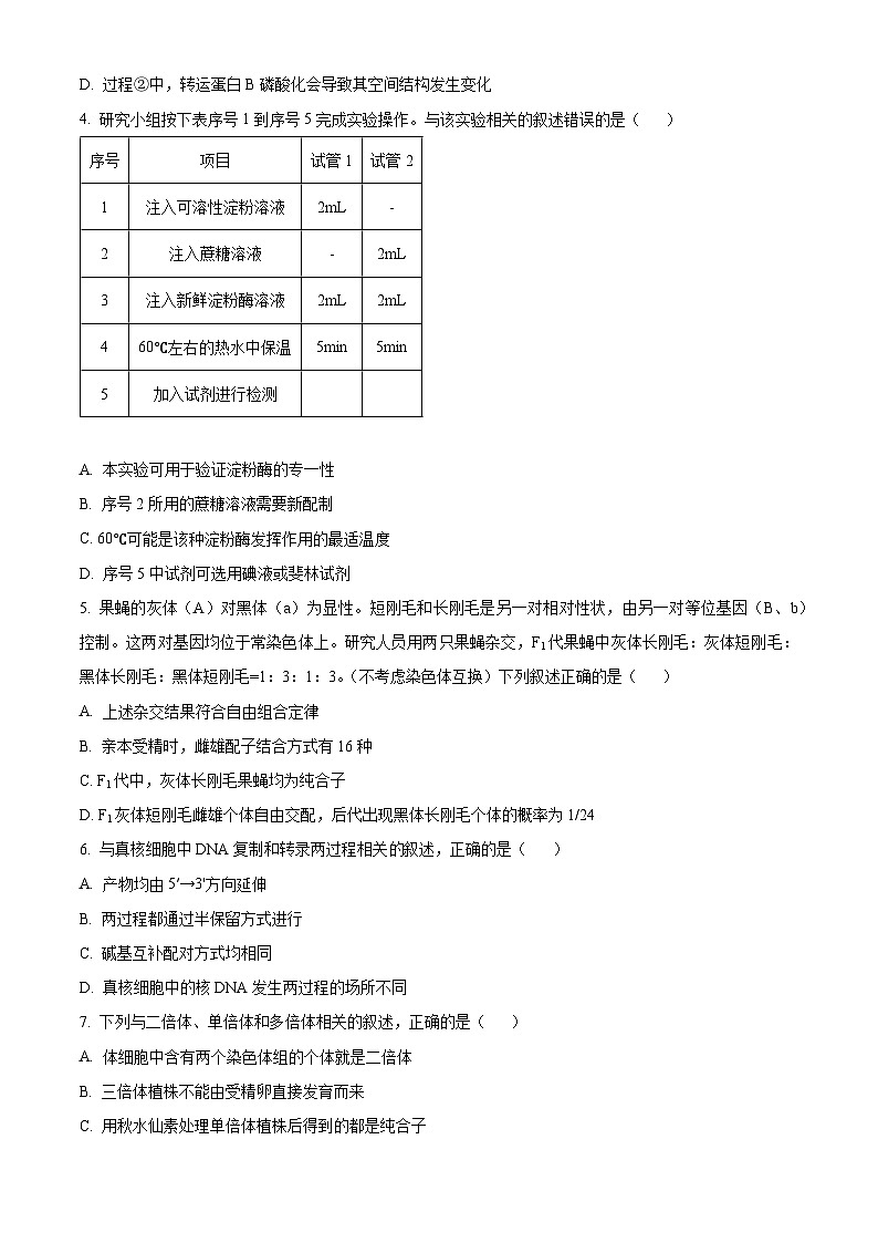 2024大理白族自治州高二下学期7月期末考试生物含解析02