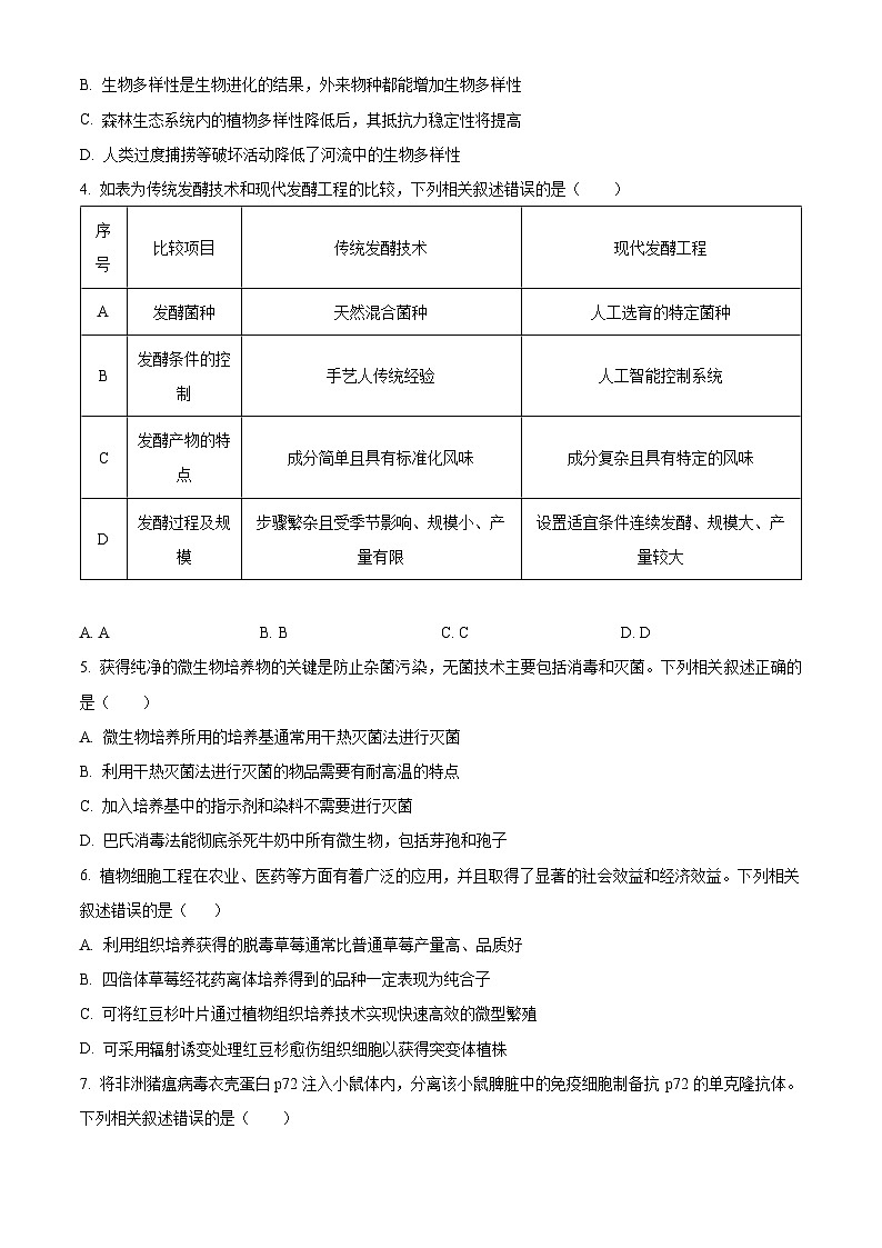 黑龙江省哈尔滨市六校2023-2024学年高二下学期期末联考生物试卷（Word版附解析）02