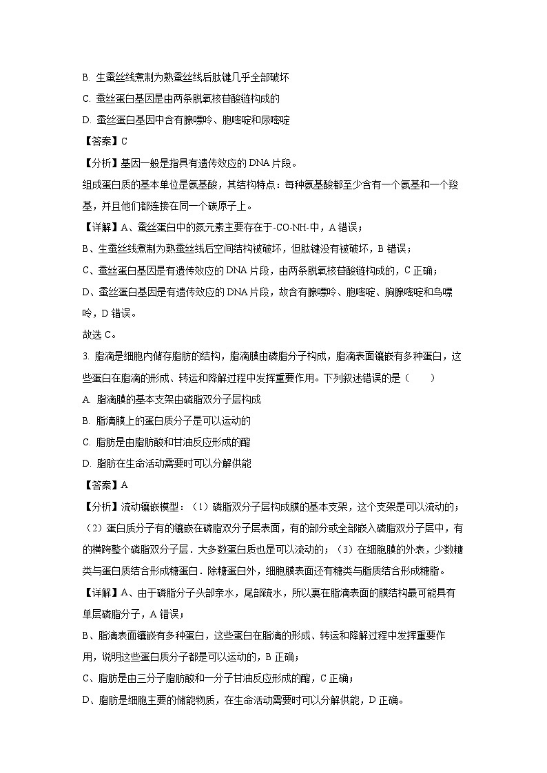 [生物]四川省成都市2024—2025学年高三上学期摸底测试(解析版)02