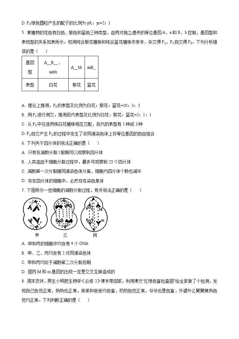 2024漯河高一下学期期末考试生物含解析02