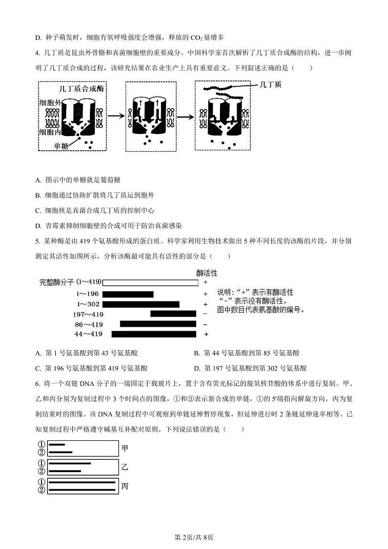 生物-湖北省荆州市沙市中学2025届（2022级）（新）高三上学期7月月考试题和答案02