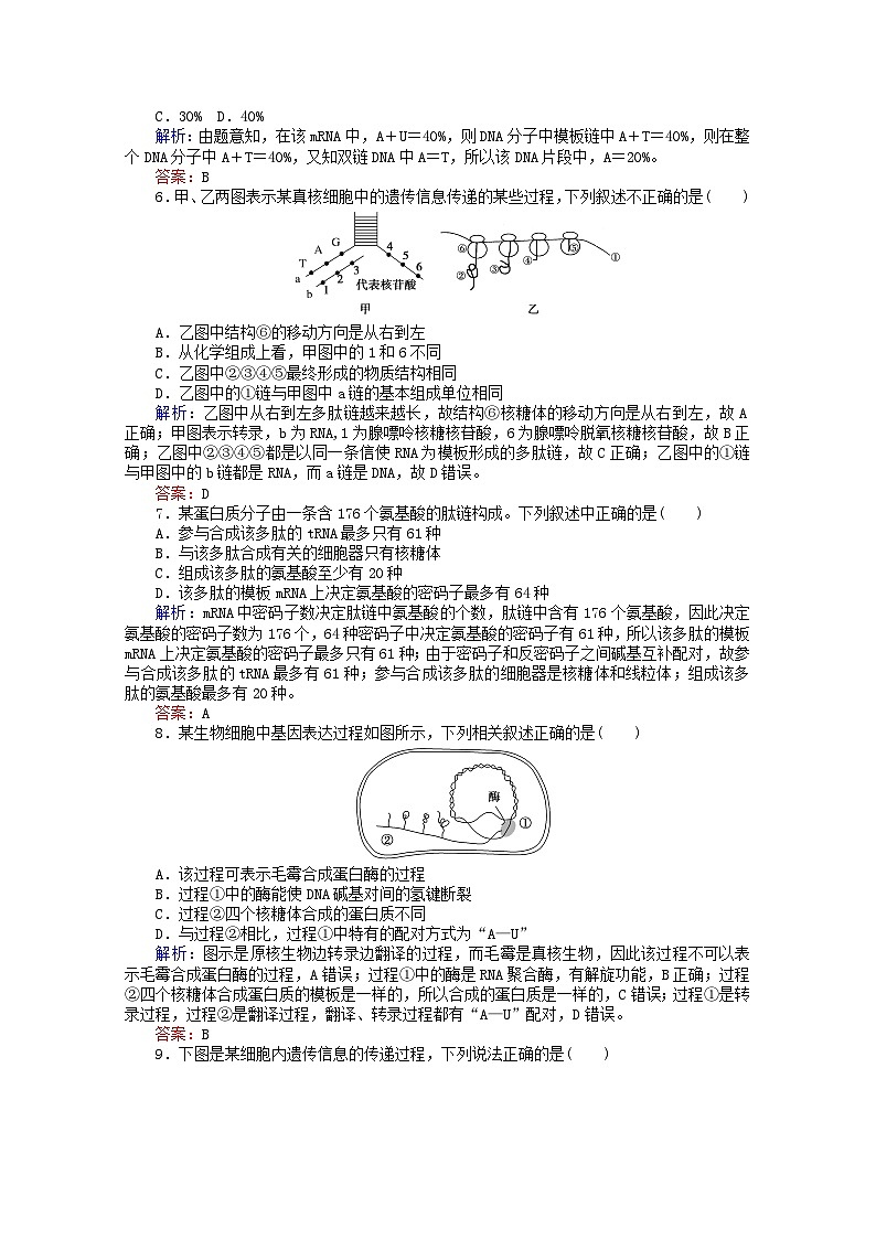 人教版必修2高中生物课后分层检测案12基因指导蛋白质的合成含解析02