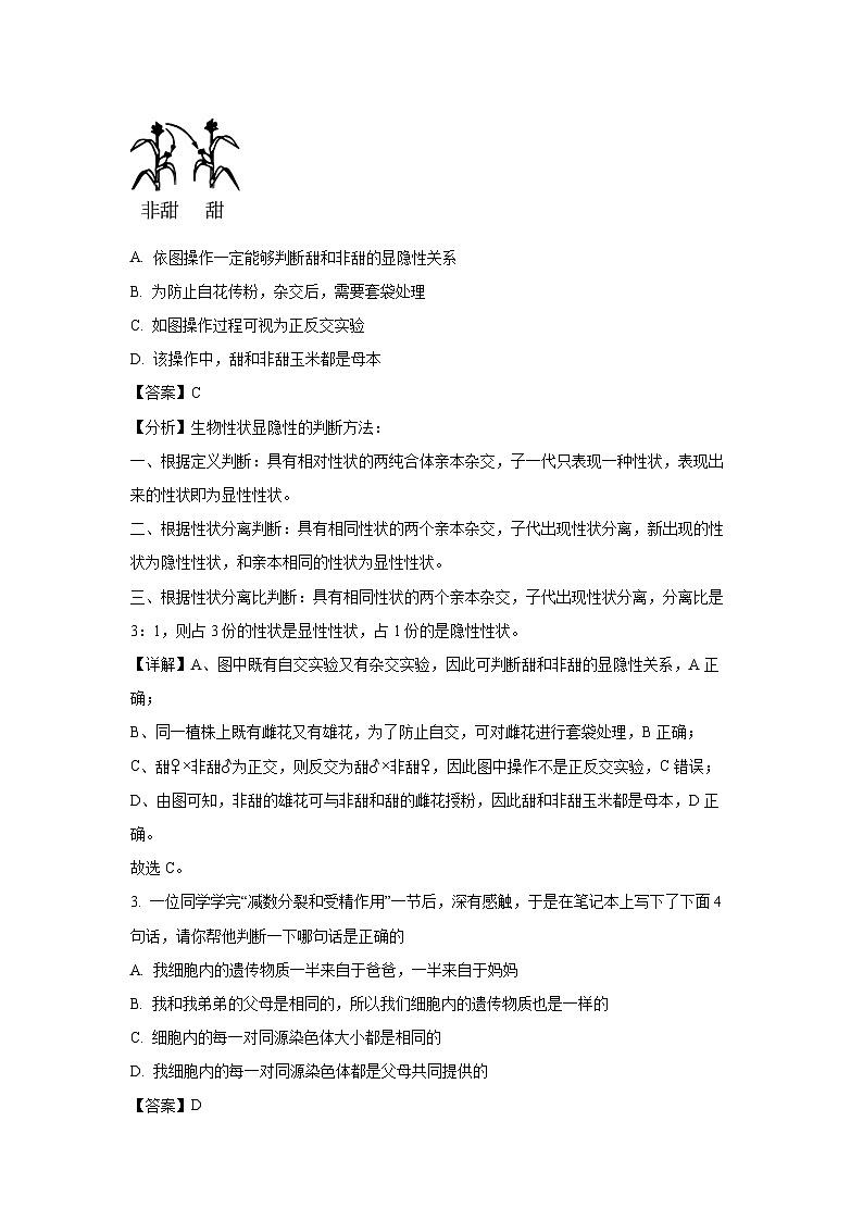 [生物][期末]吉林省吉林市普通高中2023-2024学年高一下学期期末试卷(解析版)02