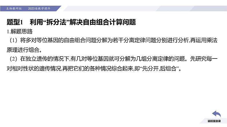 高中生物人教版2019必修2遗传与进化1-2孟德尔的豌豆杂交实验（二）（强化课基因自由组合定律应用及题型分析）精品课件第3页