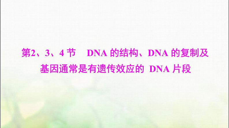 高考生物一轮复习必修2第3章第2、3、4节DNA的结构、DNA的复制及基因通常是有遗传效应的DNA片段课件第1页