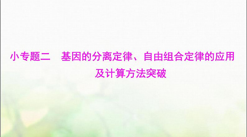 高考生物一轮复习必修2小专题二基因的分离定律、自由组合定律的应用及计算方法突破课件01