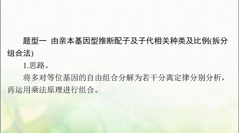 高考生物一轮复习必修2小专题二基因的分离定律、自由组合定律的应用及计算方法突破课件02