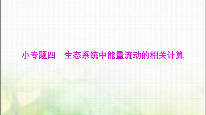 高考生物一轮复习选择性必修2小专题四生态系统中能量流动的相关计算课件第1页