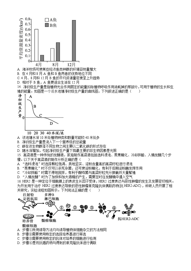 江西省吉安市2023-2024学年高二下学期期末考试 生物试题 Word版含答案03