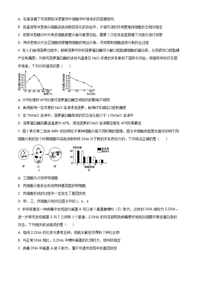 安徽省宣城市2023-2024学年高二下学期期末考试生物试卷（Word版附解析）02