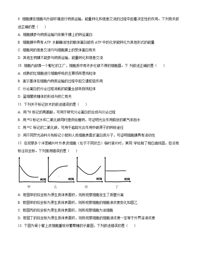 河南省郑州市2023-2024学年高二下学期6月期末考试生物试卷（Word版附解析）03