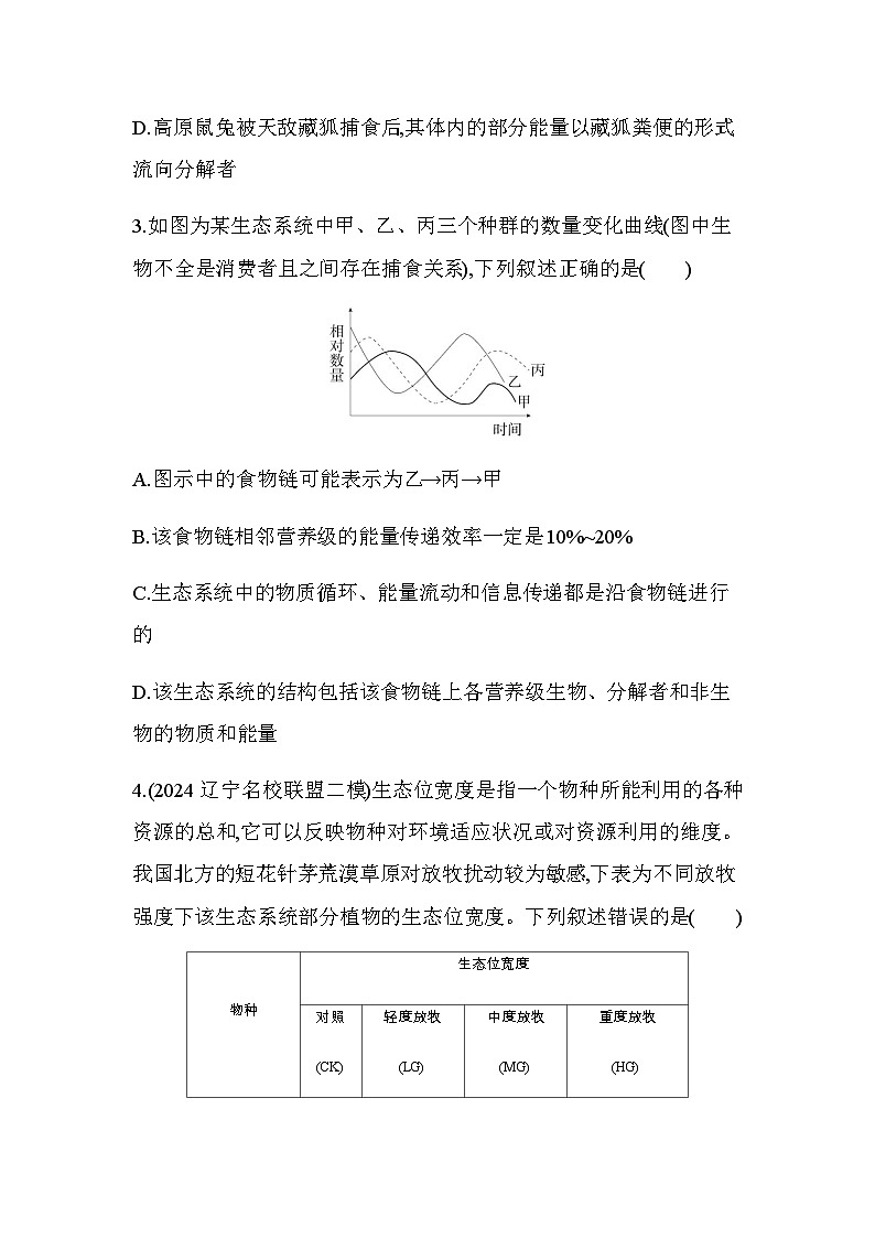 人教版高中生物选择性必修2生物与环境生物第3章生态系统及其稳定性题型整合练种群、群落和生态系统练习含答案02