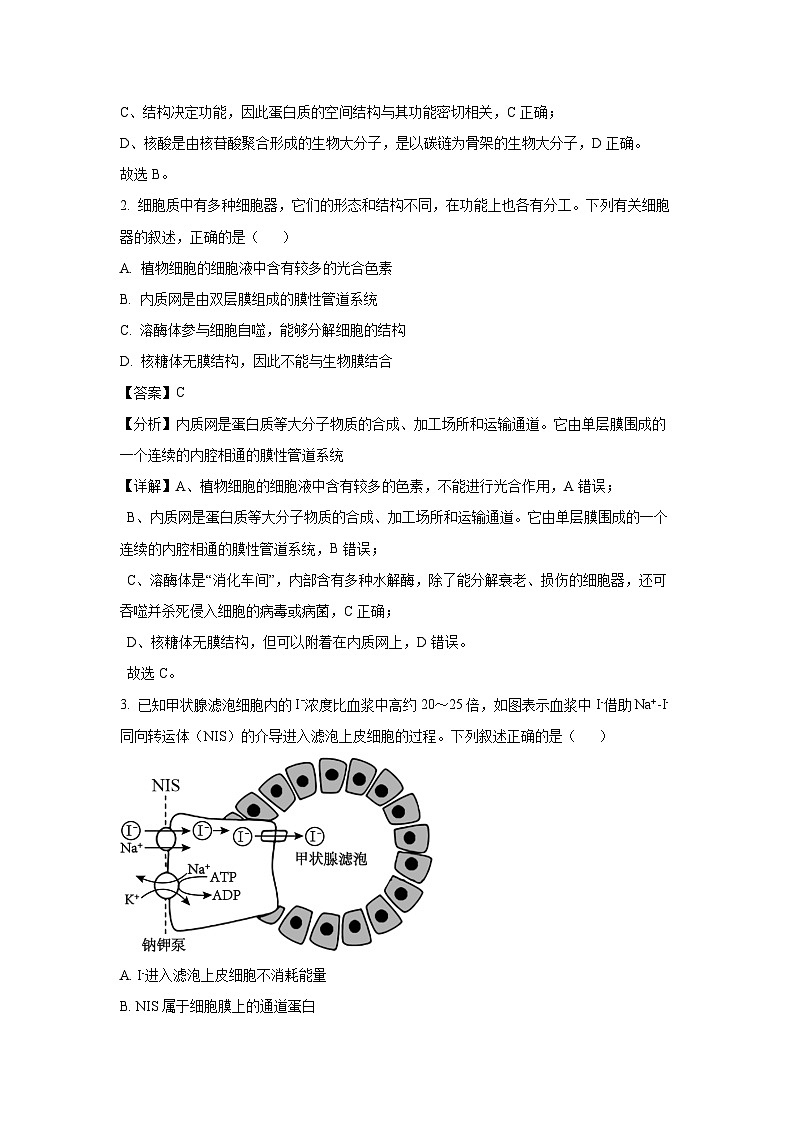 [生物][期末]云南省曲靖市宣威市2023-2024学年高一下学期7月期末试卷(解析版)02