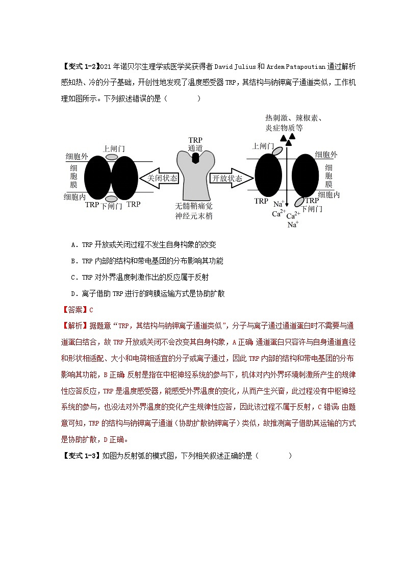 新高考专用备战2024年高考生物易错题精选易错点11神经调节的“四个”注意教师版第3页